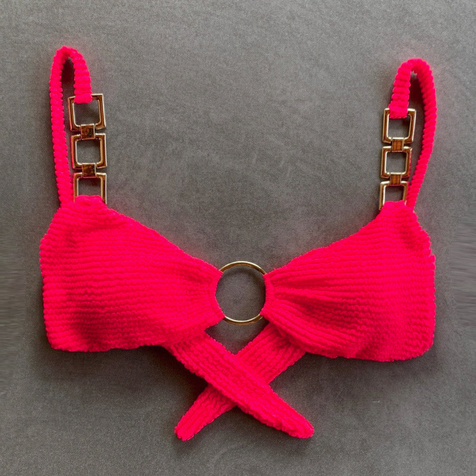 Electra Red Textured Mari Bikini Top