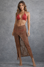 Load image into Gallery viewer, Tulum Brown Macrame Long Skirt
