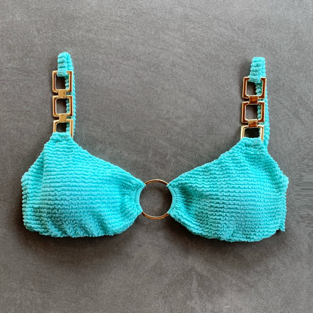 Curazao Blue Textured Mari Bikini Top