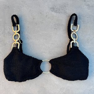 Onyx Black Textured Mari Bikini Top