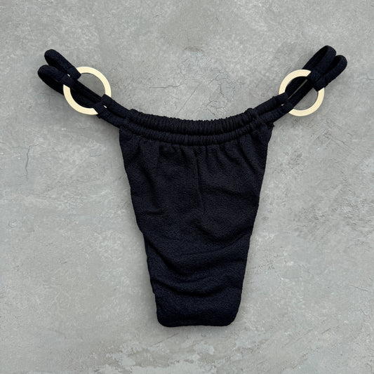 Seashore Textured Black Kayla Bikini Bottom