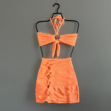 Load image into Gallery viewer, Hooked On You Neon Energy Orange Textured Skirt
