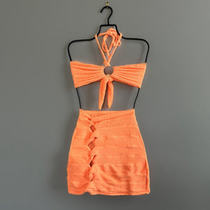 Hooked On You Neon Energy Orange Textured Skirt