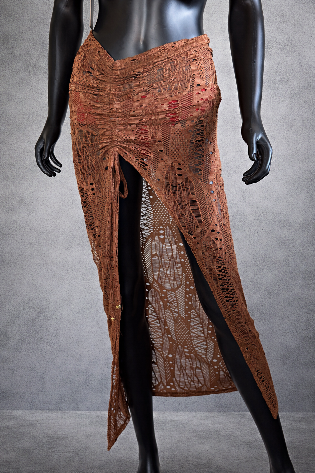 Tulum Brown Macrame Long Skirt