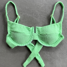 Load image into Gallery viewer, Minty Haze Textured Panneled Bikini Top

