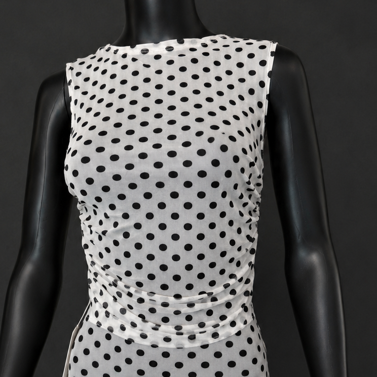 Polka Dots Mesh Tule Tank Crop Top