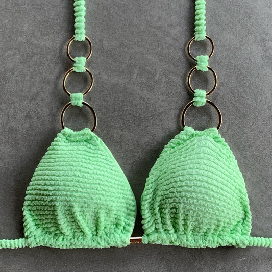 Minty Haze Triangle Rings Bikini Top