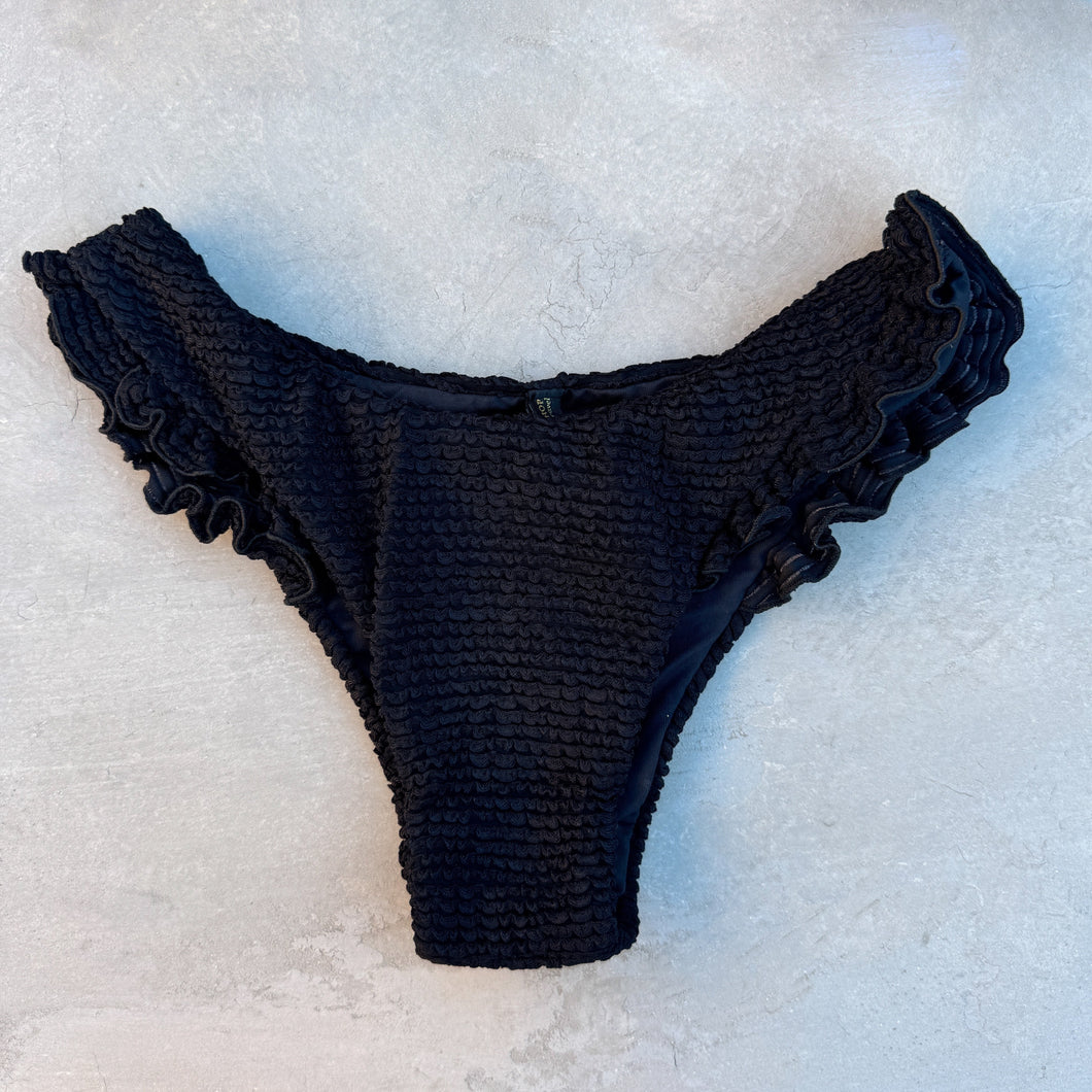 Onyx Black Textured Yasmin Bikini Bottom