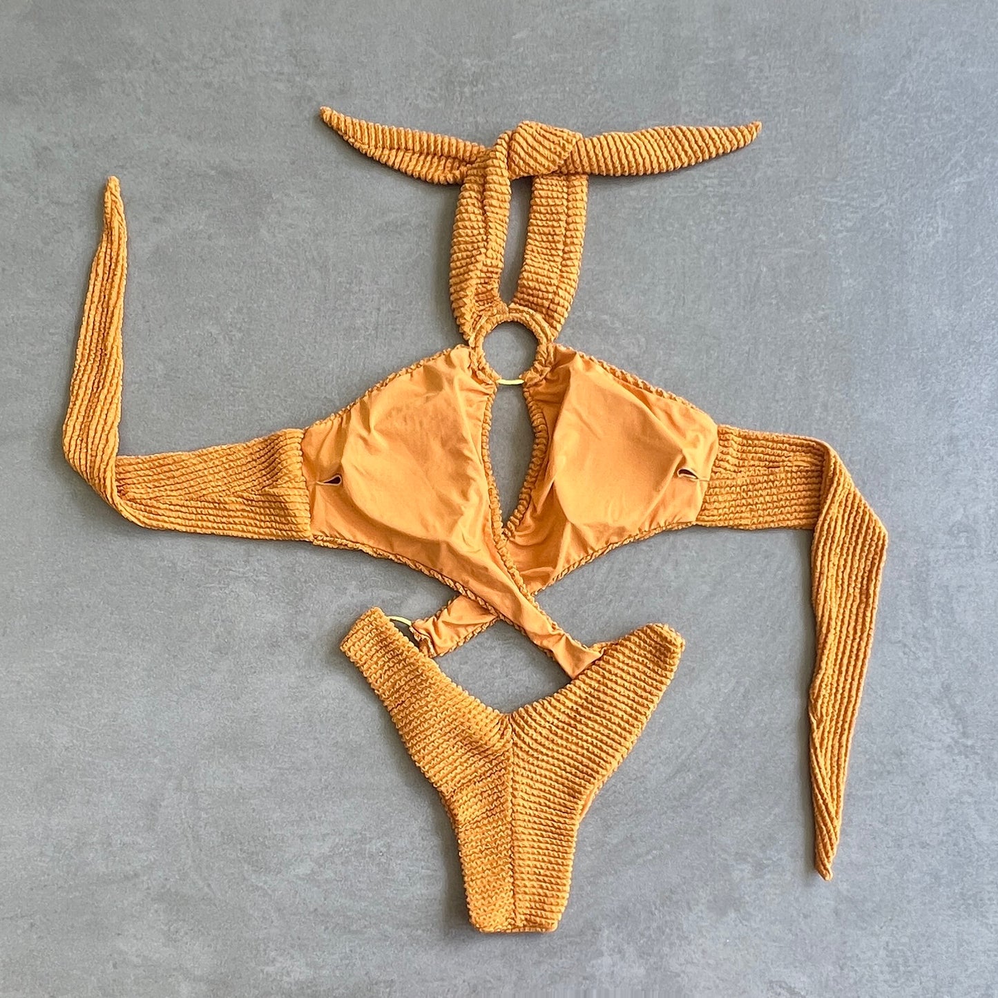 Apricot Textured Julia One Piece Swimwear