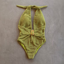 Load image into Gallery viewer, Pistachio Green Textured Samira One Piece Swimwear
