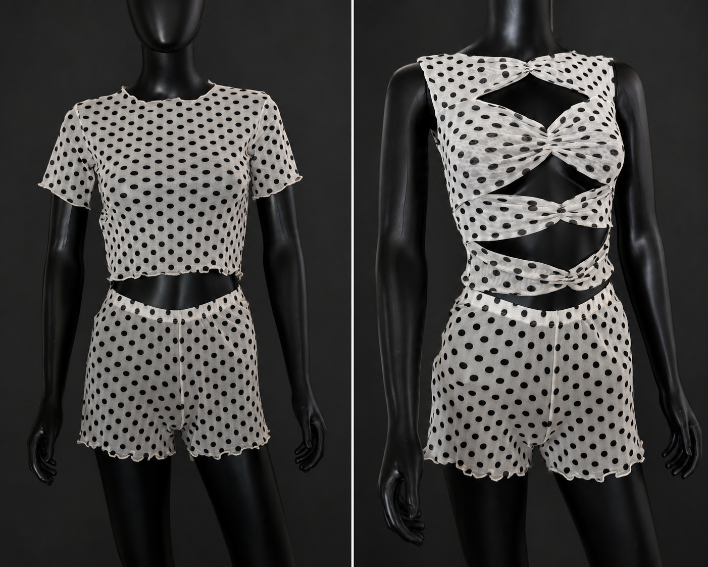 Polka Dots Mesh Tule Seamless Short