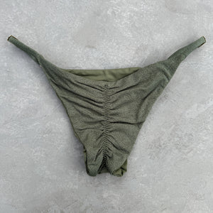 Seashore Textured Fern Green Tanga Bikini Bottom