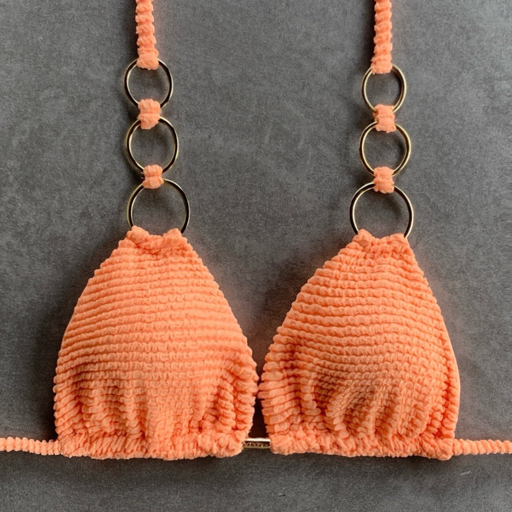 Energy Orange Triangle Rings Bikini Top