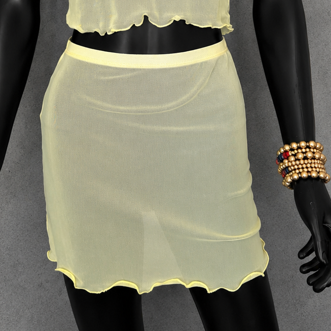 Yellow Mesh Tule Seamless Skirt