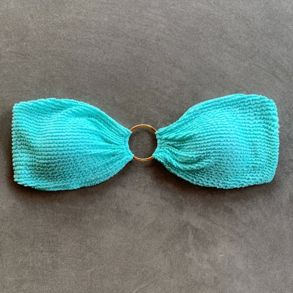 Curazao Blue Textured Strapless Bikini Top