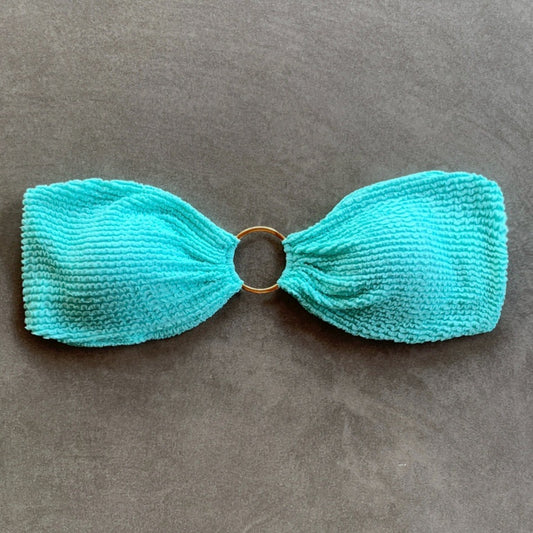 Curazao Blue Textured Strapless Bikini Top