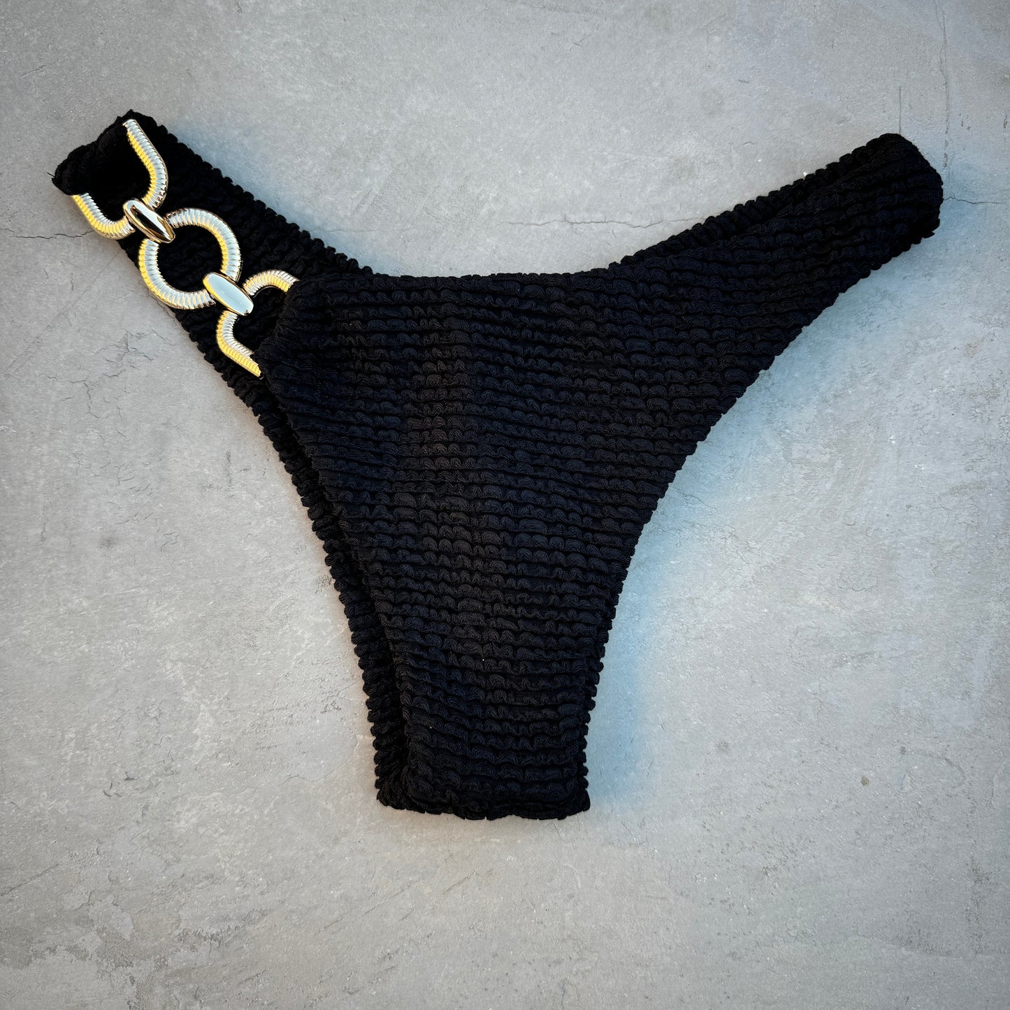 Onyx Textured Bia Metal Bikini Bottom
