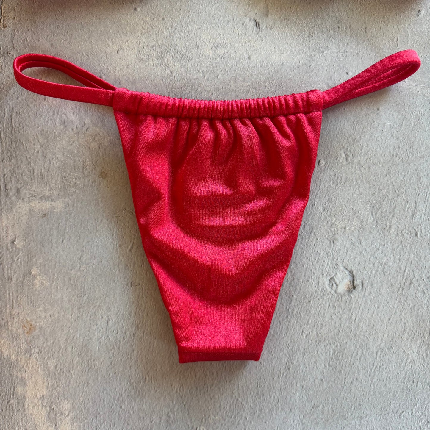 Scarlet Red Minimalist Curtain Bikini Bottom