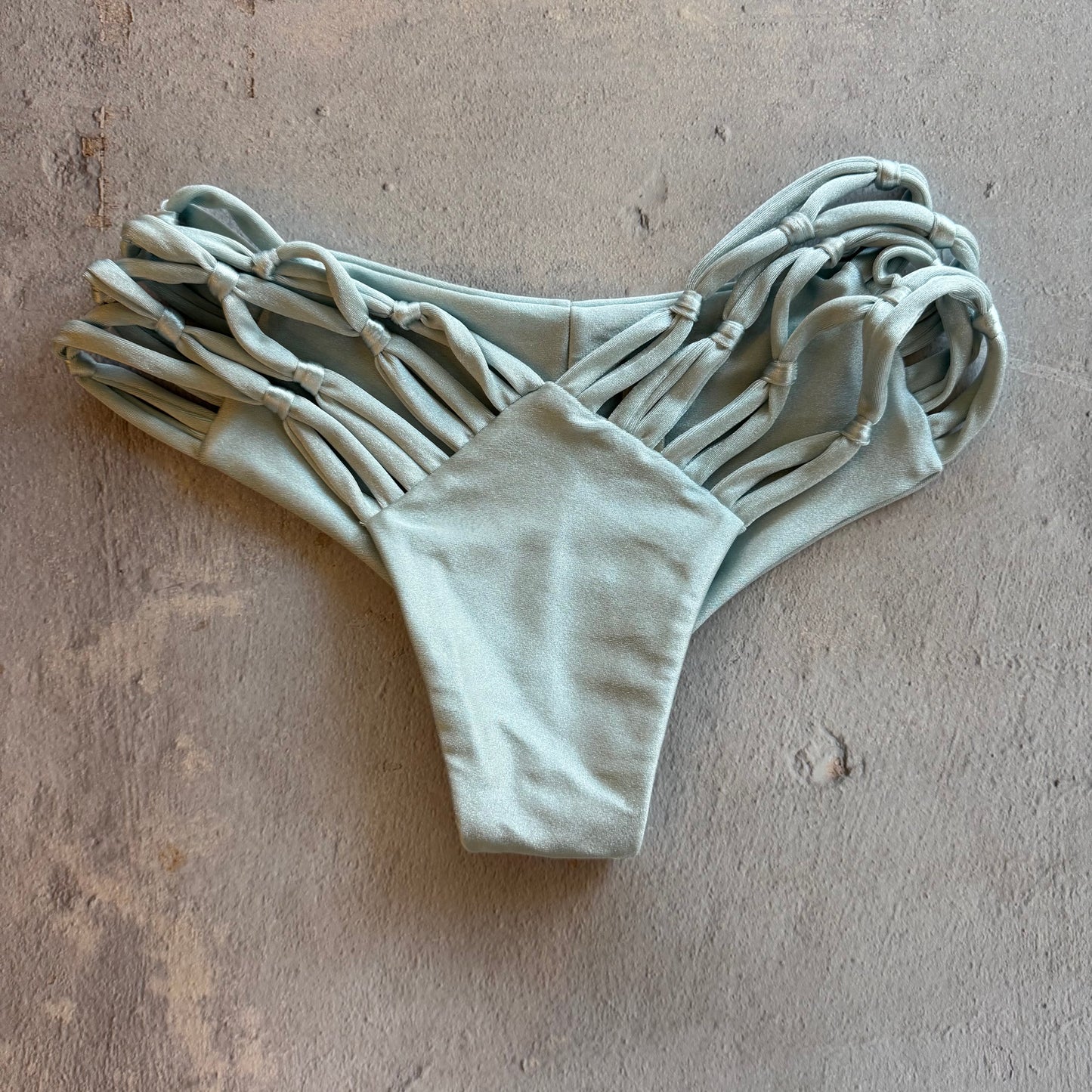 Moody Blue Cheeky Macrame Bikini Bottom
