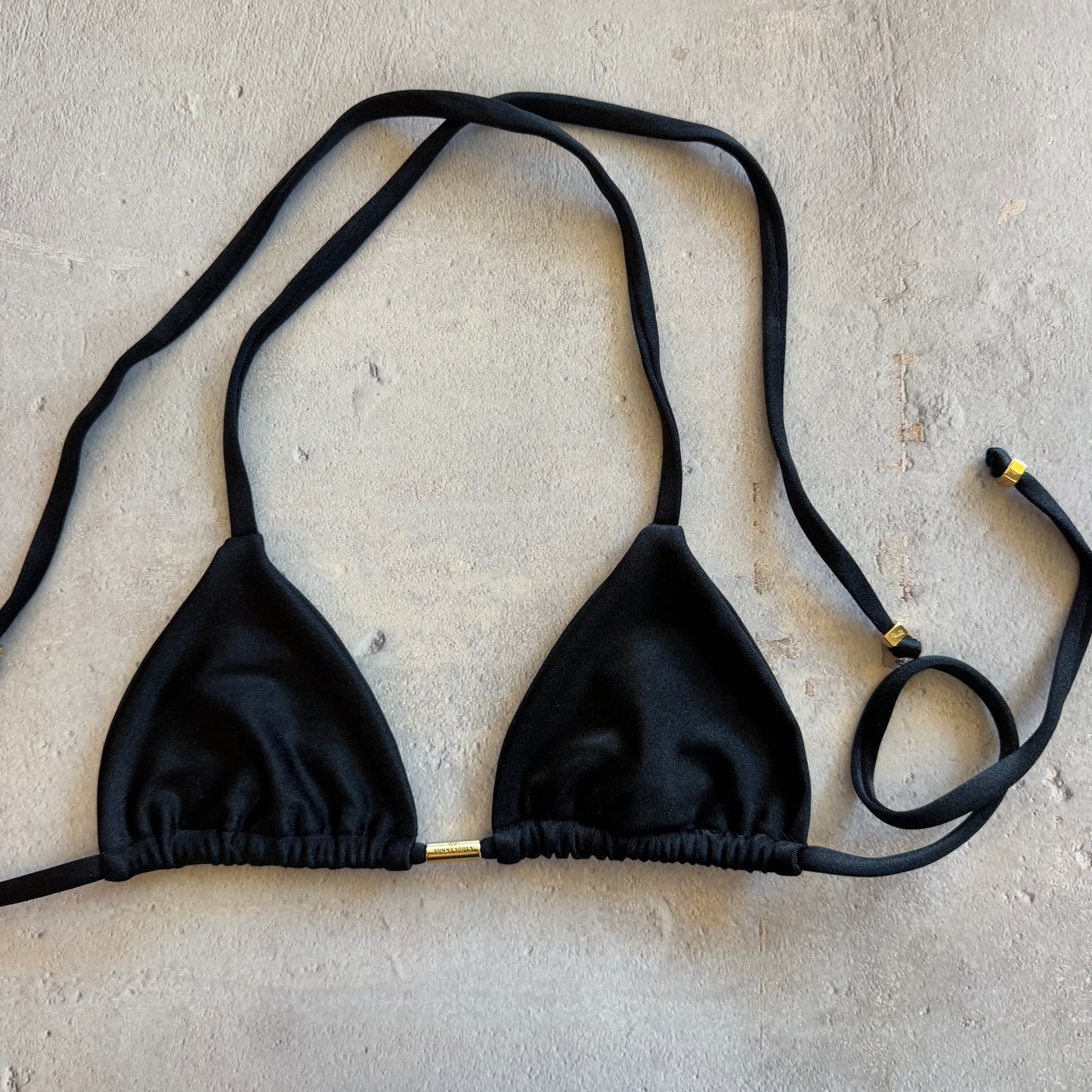 Glossy Black Triangle Bikini Top