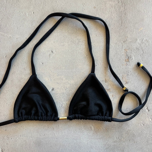 Glossy Black Triangle Bikini Top