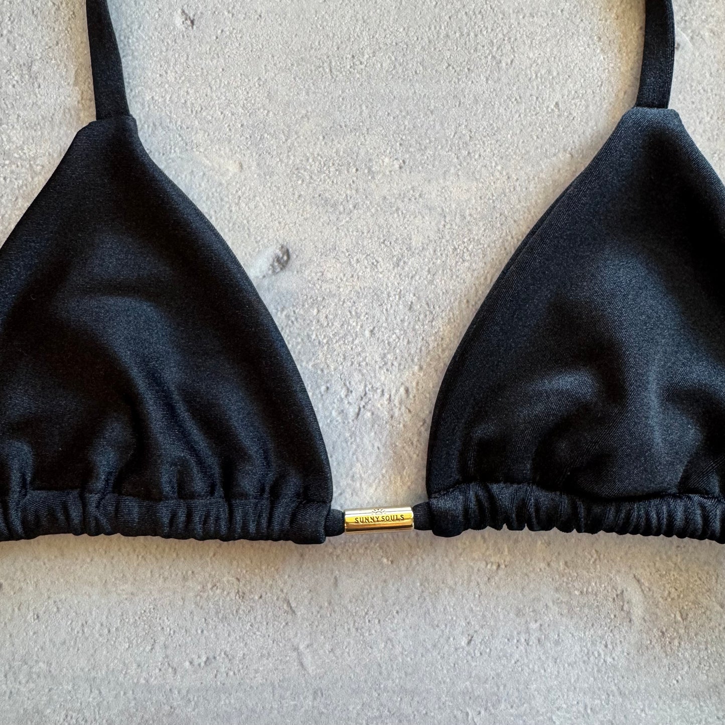 Glossy Black Triangle Bikini Top