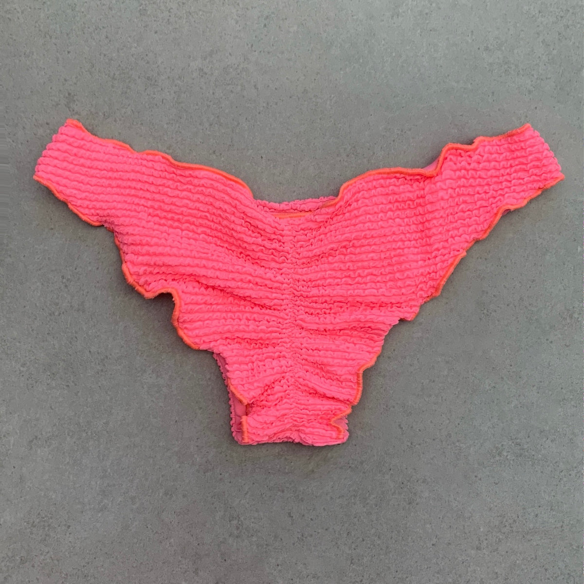 Neon Pink Flamingo Textured Lili Ripple Bikini Bottom
