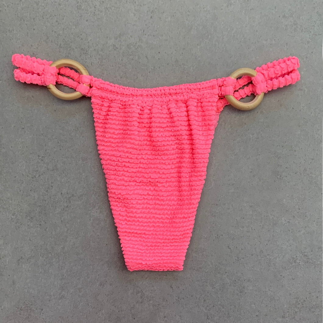 Neon Pink Flamingo Textured Kayla Bikini Bottom