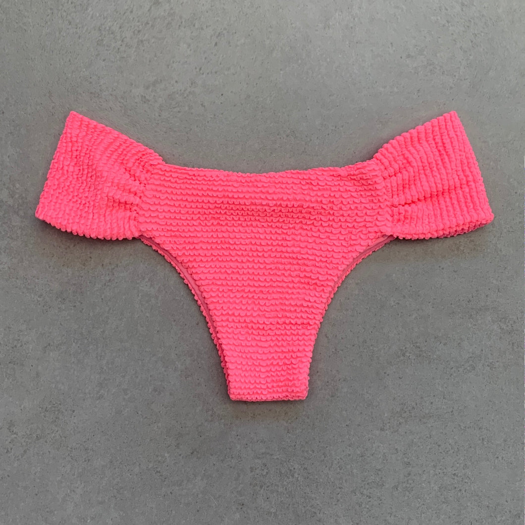 Neon Pink Flamingo Textured Classy Cheeky Bikini Bottom