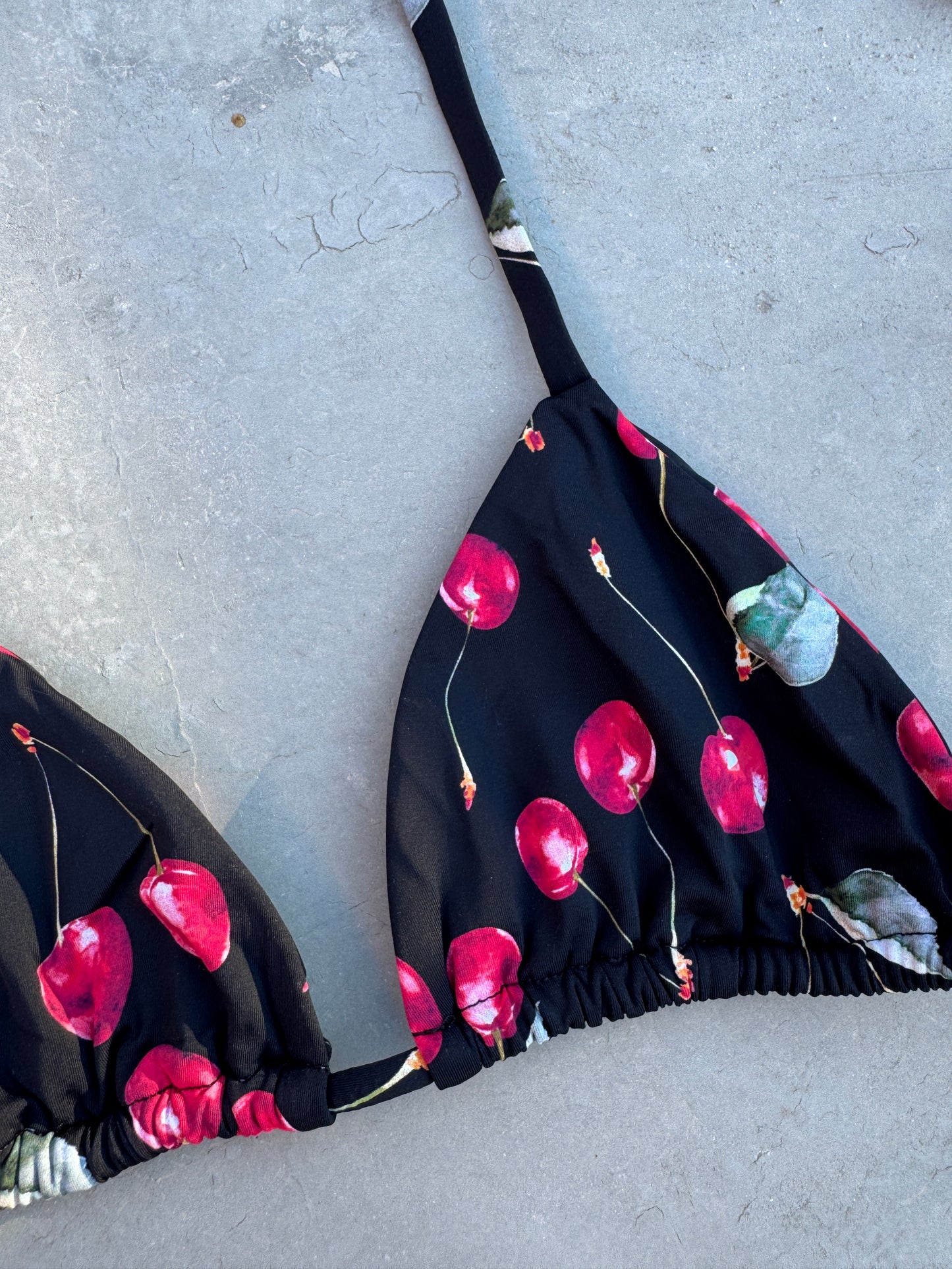 The Cherry Set Triangle Bikini Top