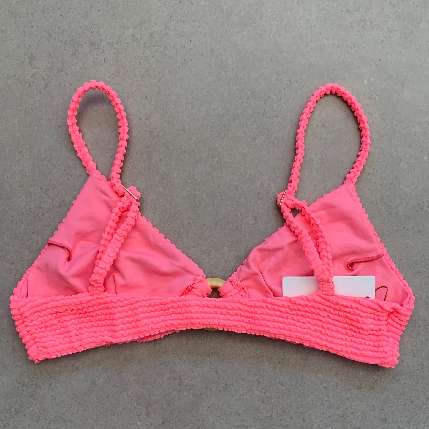 Neon Pink Flamingo Textured Agatha Bikini Top