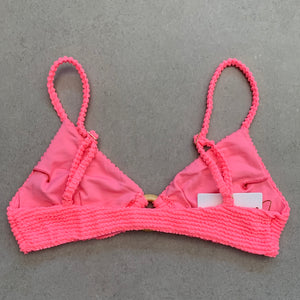 Neon Pink Flamingo Textured Agatha Bikini Top
