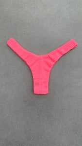 Neon Pink Flamingo Textured Bia Rings Bikini Bottom
