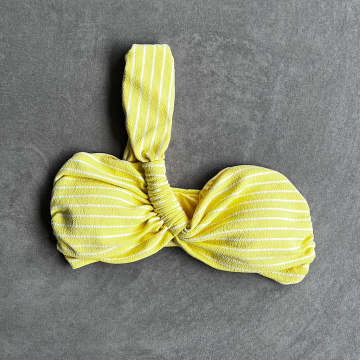 Yellow & White Seashore Striped Textured Greek Bikini Top
