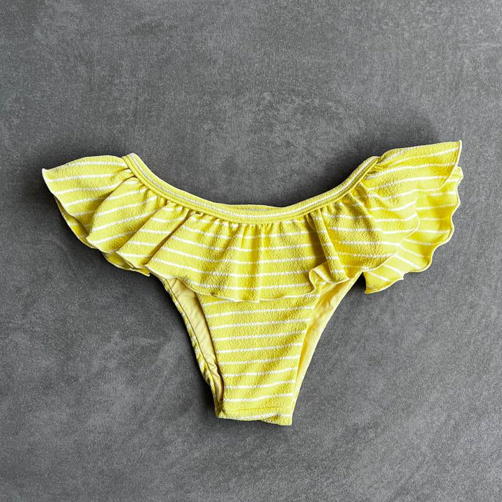 Yellow & White Seashore Striped Textured Brenda Bikini Bottom