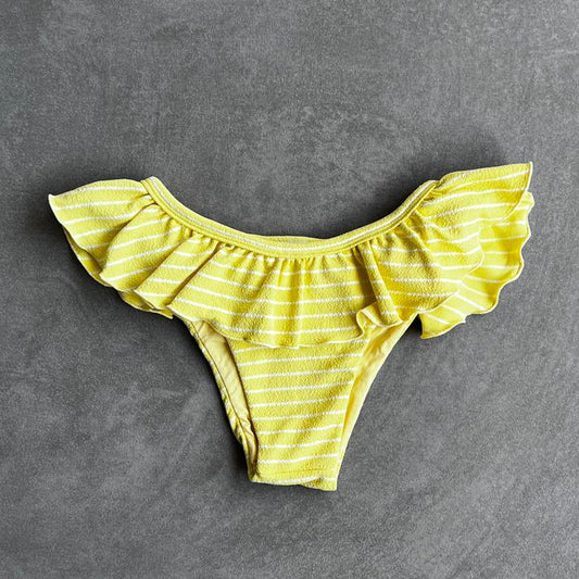 Yellow & White Seashore Striped Textured Brenda Bikini Bottom