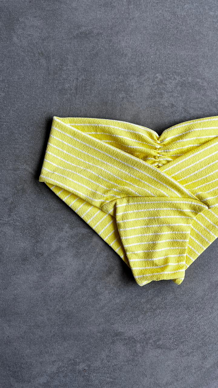 Yellow & White Seashore Striped Textured Melissa Bikini Bottom
