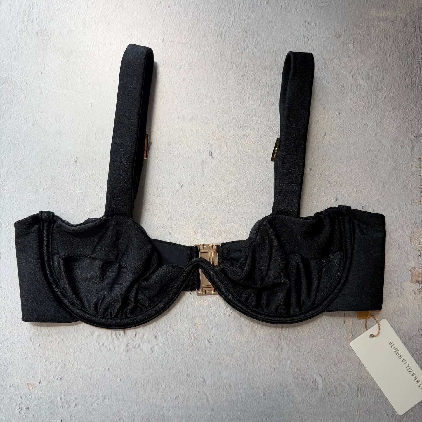 Glossy Black Maya Bikini Top