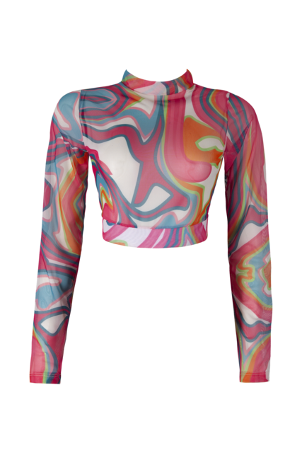 Vibrant Dreams Pants and Long Sleeves Crop Top Set
