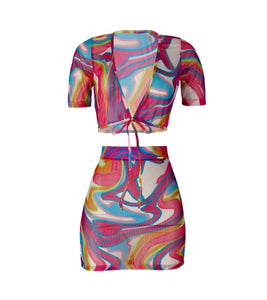 Vibrant Dreams Skirt and Crop Top Set