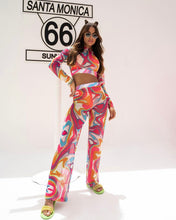 Load image into Gallery viewer, Vibrant Dreams Pants and Long Sleeves Crop Top Set
