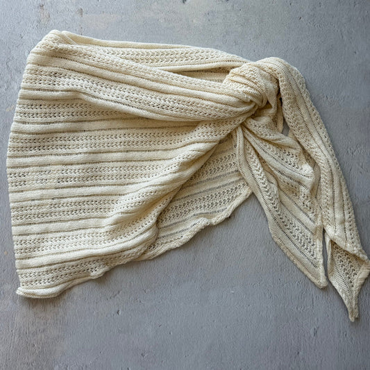Mini Beach Sarong Wrap Knotted Knit Offwhite