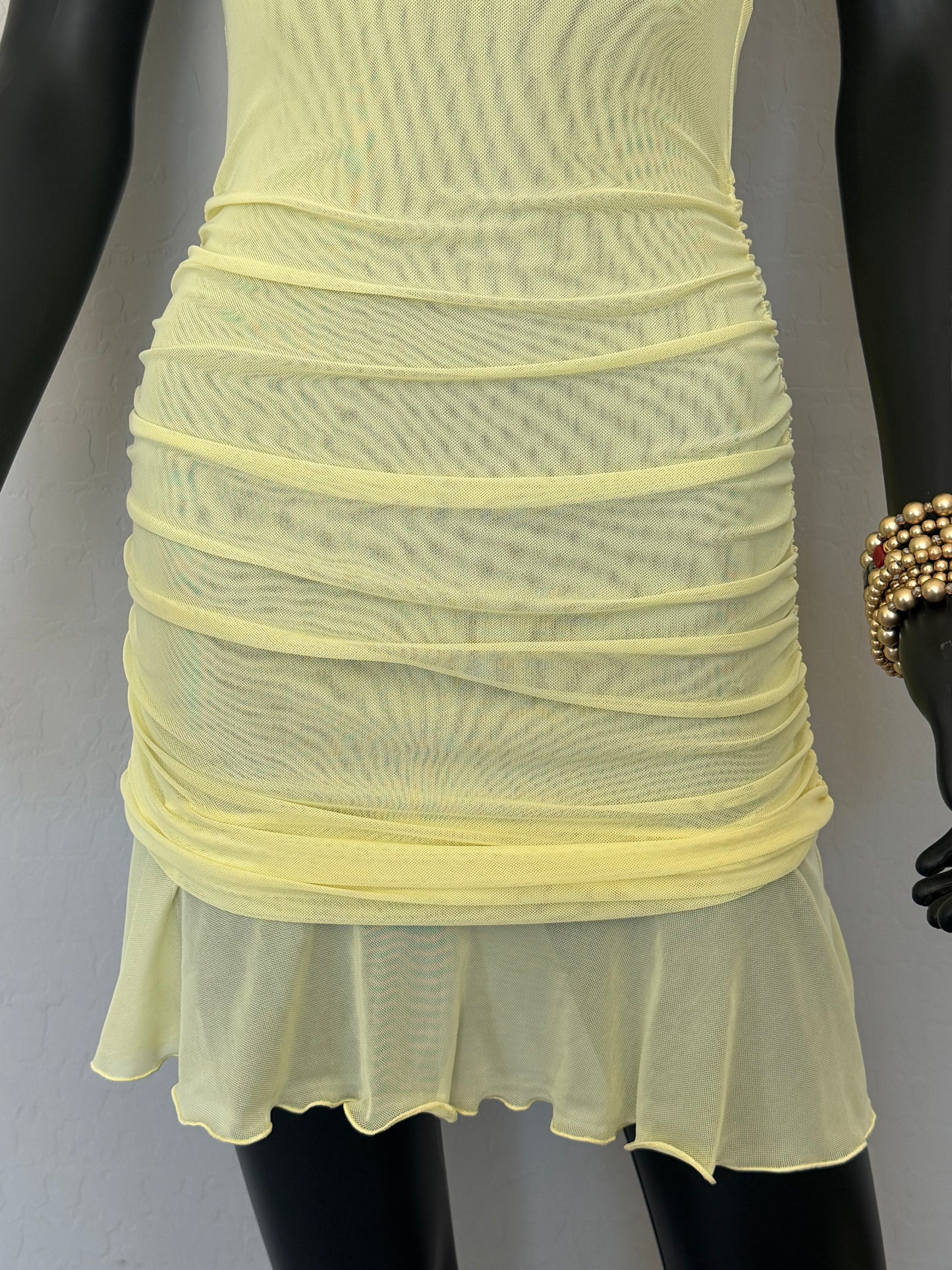 Yellow Mesh Tule Dress