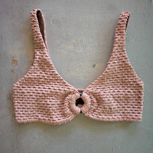 Pink Morganite Mermaid Weave Textured Cassia Bikini Top