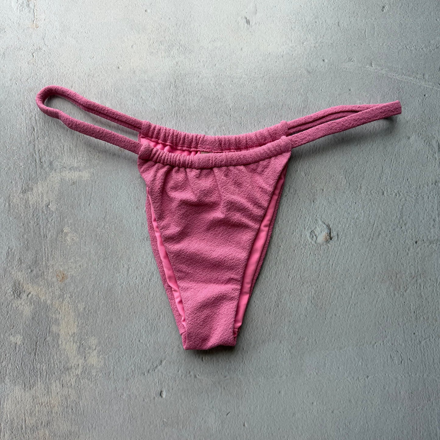 Pink Guava Seashore Textured Minimalist Curtain Bikini Bottom