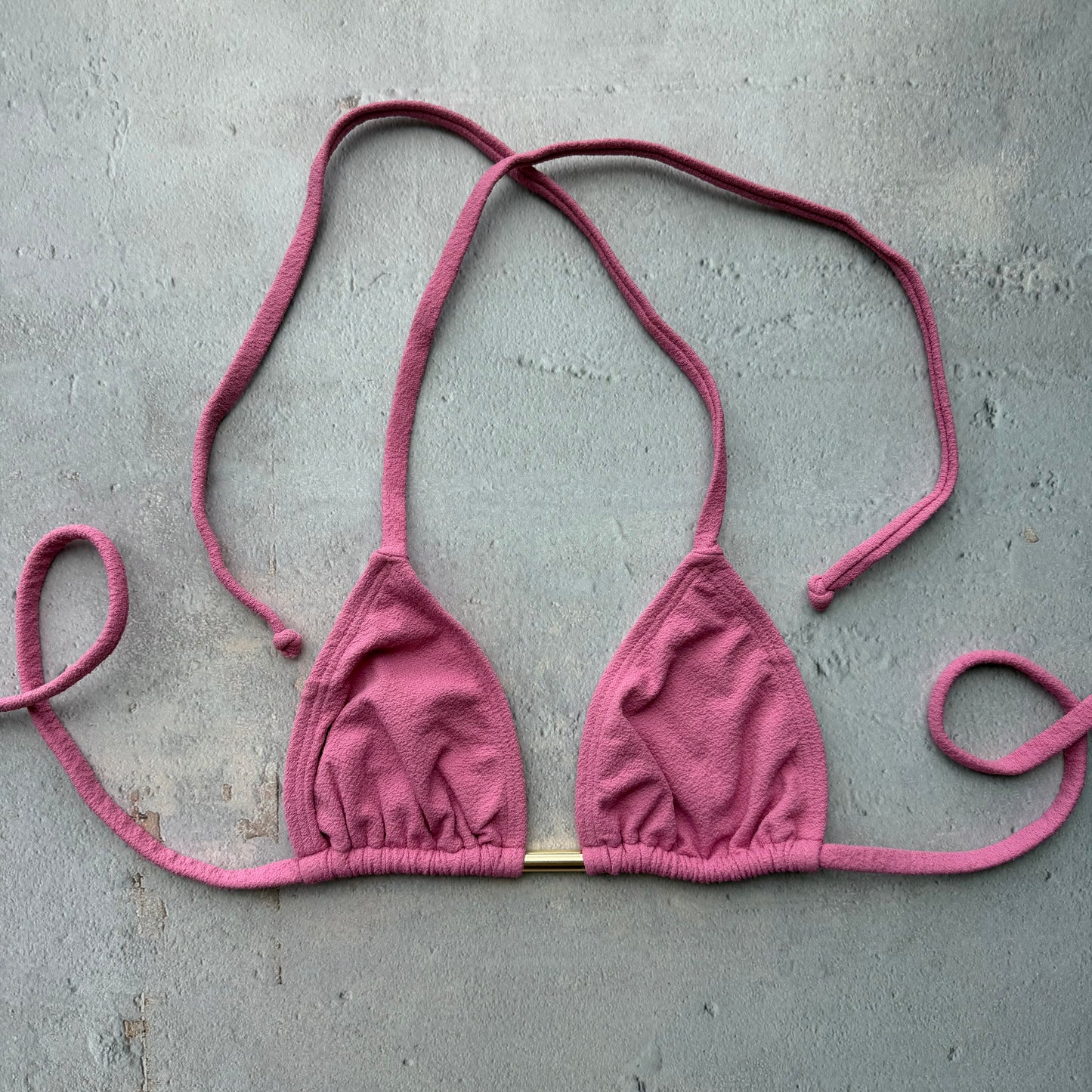 Pink Guava Seashore Textured Triangle Bikini Top