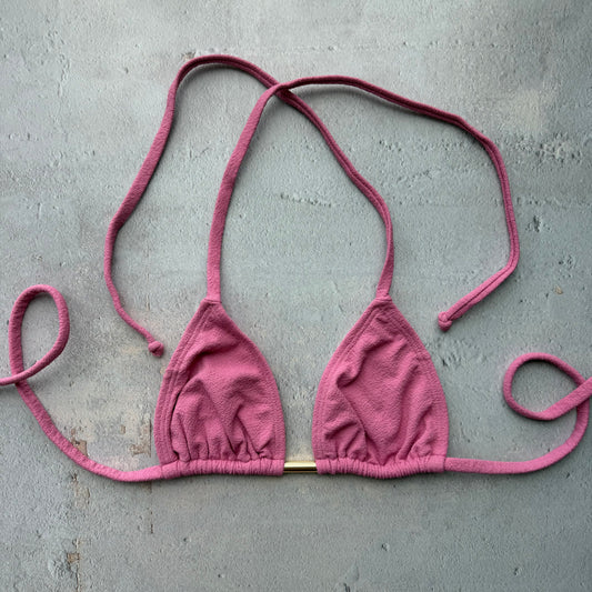 Pink Guava Seashore Textured Triangle Bikini Top