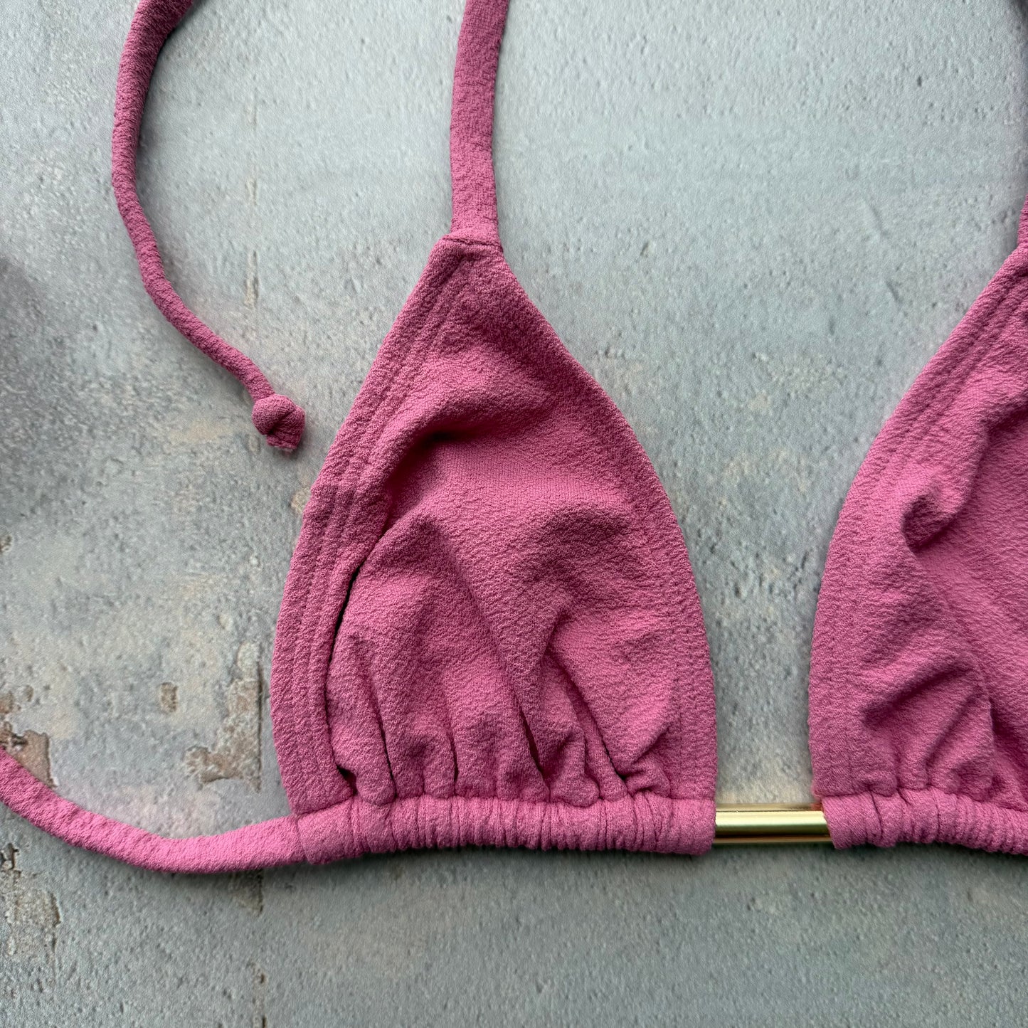 Pink Guava Seashore Textured Triangle Bikini Top