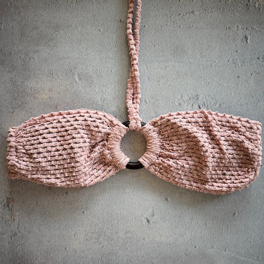 Pink Morganite Mermaid Weave Textured Strapless Bikini Top