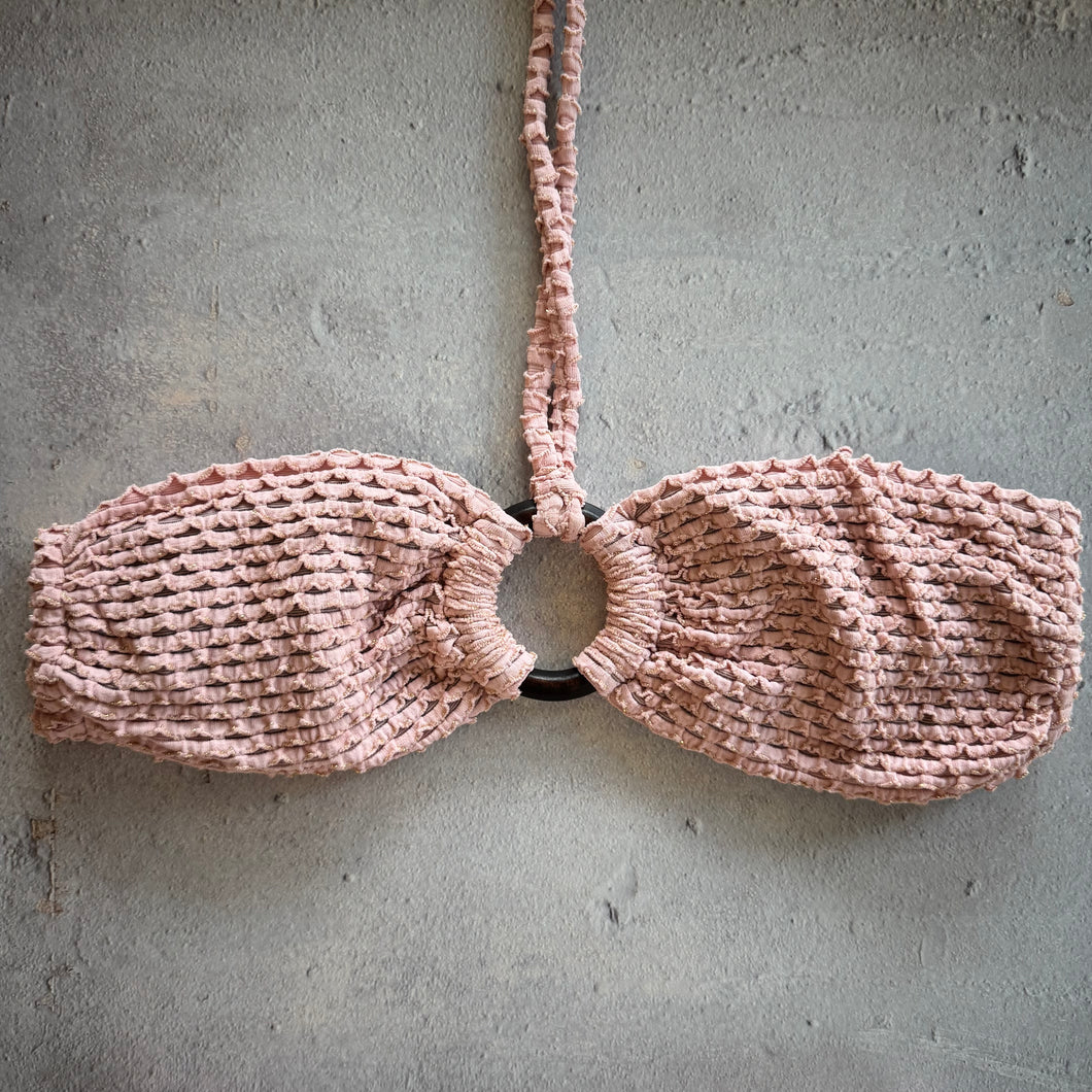 Pink Morganite Mermaid Weave Textured Strapless Bikini Top